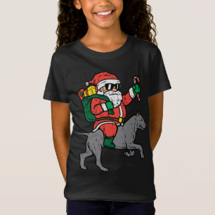 T-Shirt Père Noël équitation Pitbull Pit Chien amusant Noë