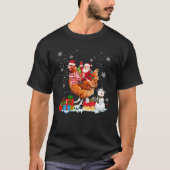 T-shirt père Noël équitation poulet Noël Pyjama famille ne (Devant)