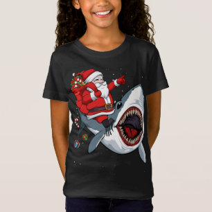 T-Shirt Père Noël équitation requin Noël Pyjama mignonne O