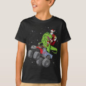 T-shirt Père Noël équitation T Rex Dinosaur Monster Camion (Devant)