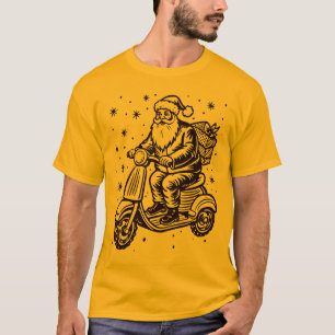 T-shirt Père Noël équitation Un Scooter avec conception de