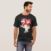T-shirt Père Noël équitation Unicorn drôle mignonne fille  (Devant entier)