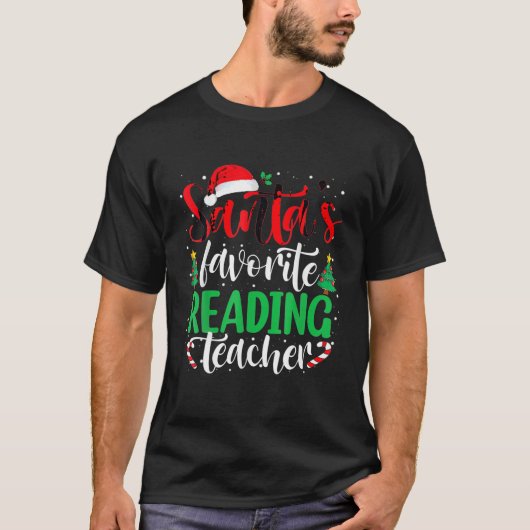 T-shirt Père Noël est professeur de lecture favori Noël Pè (Devant)