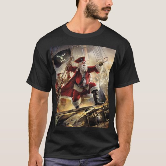 T-shirt Père Noël Est Un Pirate (Devant)