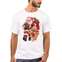 Père Noël et chien livrant des cadeaux de Noël
