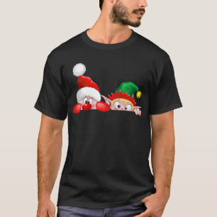T-shirt Père Noël et Elf Cute et drôle Caractères Pékin