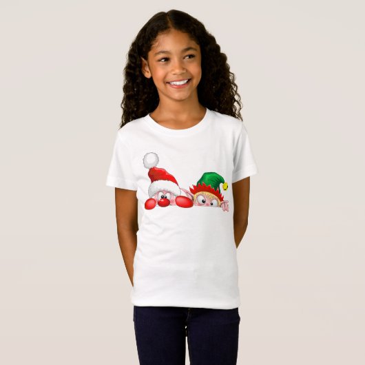 T-Shirt Père Noël et Elf Cute et drôle Caractères Pékin (Devant entier)