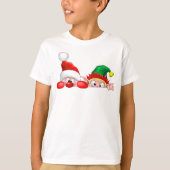 T-shirt Père Noël et Elf Cute et drôle Caractères Pékin (Devant)