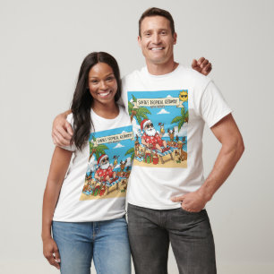 T-shirt Père Noël et le trésor tropical des rennes