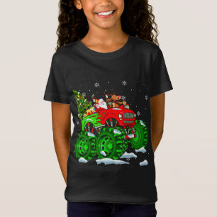 T-Shirt Père Noël Et Reindeer équitation Monster Camion Ro