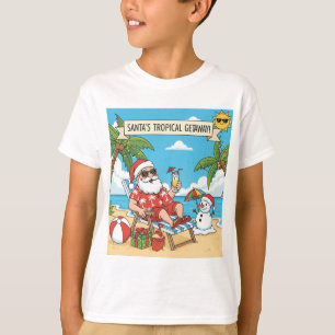 T-shirt Père Noël et Snowman à la plage