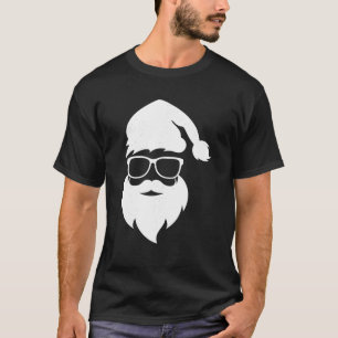 T-shirt Père Noël Face Hipster Avec Lunettes De Barbe Casq