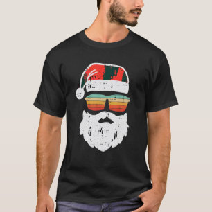 T-shirt Père Noël Face Retro Lunettes de soleil Noël Noël