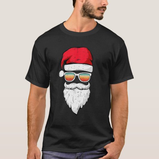 T-shirt Père Noël Face Retro Lunettes de soleil Noël Noël  (Devant)