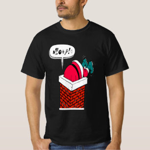 T-shirt Père Noël fantasque amusant s'est coincé dans la c
