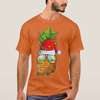 T-shirt Père Noël Fat Ananas lunettes Xmas Lights Ananas