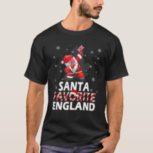 T-shirt Père Noël Favori Angleterre Drapeau Dabbing Casque