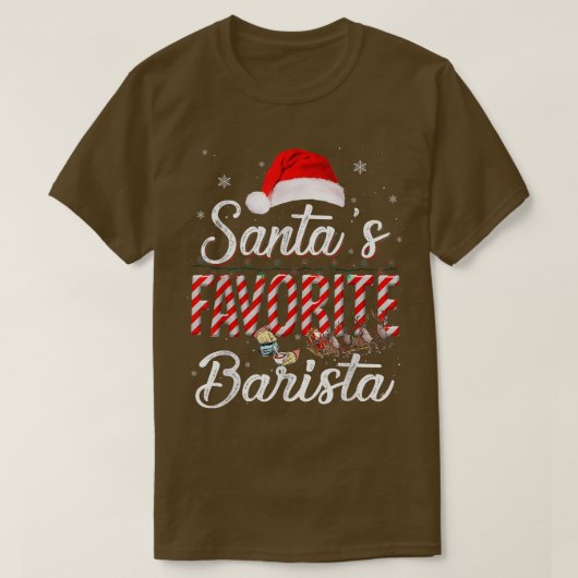 T-shirt Père Noël Favori Barista Casquette Lumière Dans Sn (Design devant)