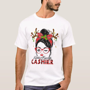 T-shirt père Noël Favori Cashier Messy Bun Noël