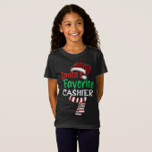 T-Shirt Père Noël Favori Cashier Noël Père Noël Rouge Plai (Devant entier)