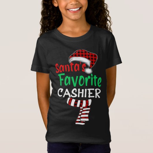 T-Shirt Père Noël Favori Cashier Noël Père Noël Rouge Plai (Devant)
