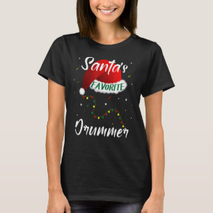 T-shirt Père Noël Favori Drummer Christmas Tree Matching F
