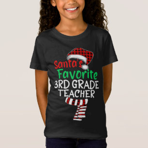 T-Shirt Père Noël Favori Enseignant de 3e année Xmas Père