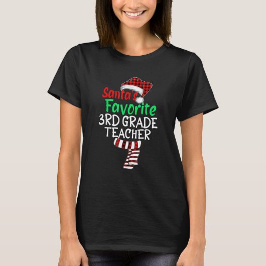 T-shirt Père Noël Favori Enseignant de 3e année Xmas Père  (Devant)