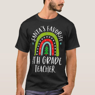 T-shirt Père Noël Favori Enseignant de 8e année Noël Rainb