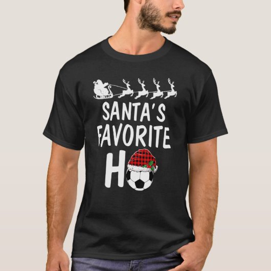 T-shirt Père Noël Favori Ho Noël Père Noël Red Plaid Soc (Devant)
