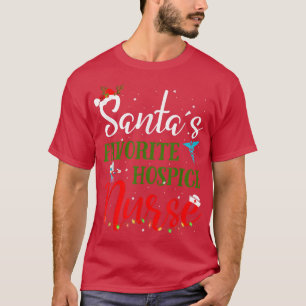 T-shirt Père Noël Favori HOSPICE Nurse Xmas Lights Leopard