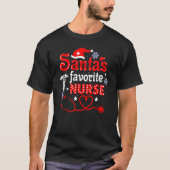 T-shirt Père Noël Favori Nurse Xmas Lumière Santa Chapeau (Devant)