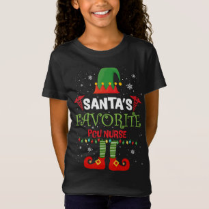 T-Shirt Père Noël Favori PCU Nurse Santa Hat Lights Christ