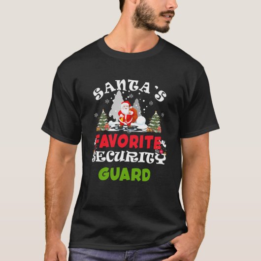 T-shirt Père Noël Favori Security Guard Funny Christmas Gi (Devant)