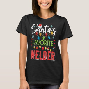 T-shirt Père Noël Favori Welder Xmas Light Santa Hat Chris