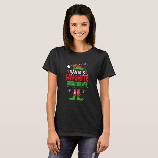 T-shirt Père Noël Favorite Software Developer Elf Christma (Devant entier)