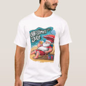 T-shirt Père Noël festive Se détendre sur la plage (Devant)