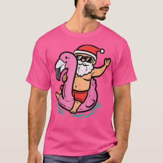 T-shirt Père Noël Flamant rose Floatie Funny Noël En Juill