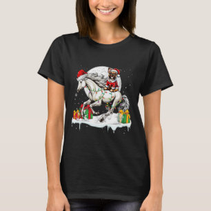 T-shirt Père Noël Français Bulldog équitation Cheval de No