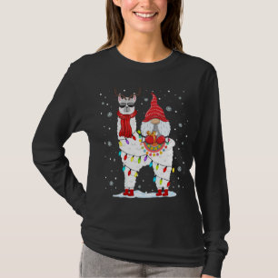 T-shirt Père Noël Gnomes Riding Llama Reindeer Noël Lumièr