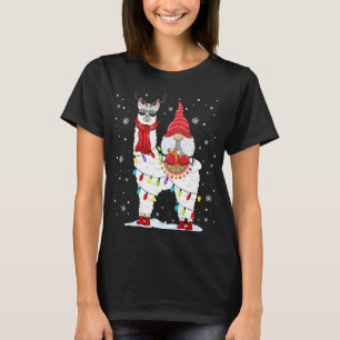 T-shirt Père Noël Gnomes Riding Llama Reindeer Noël Lumièr