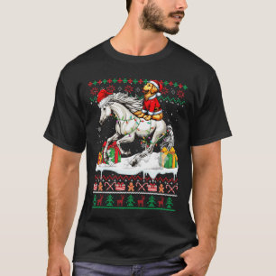 T-shirt Père Noël Golden Retriever équitation Cheval Noël 