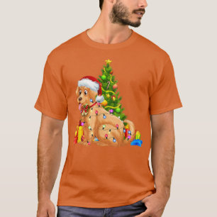 T-shirt Père Noël Golden Retriever Feux de Noël Chien Xmas
