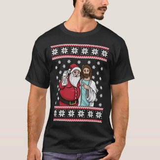 T-shirt Père Noël graphique de Noël et Lait de Jésus Jingl