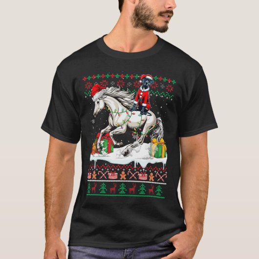 T-shirt Père Noël Great Dane équitation Cheval Noël Sweate (Devant)