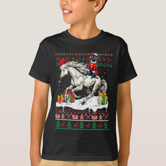 T-shirt Père Noël Great Dane équitation Cheval Noël Sweate (Devant)