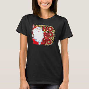 T-shirt Père Noël Ho Ho Ho Vintage Leopard Buffalo Plaid