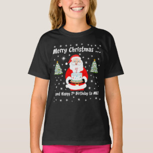 T-shirt Père Noël Holding Birthday Cake Joyeux Noël 7