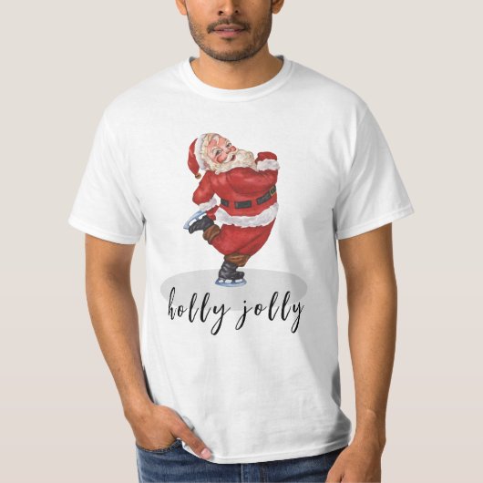 T-shirt Père Noël Holly Jolly Patinage (Devant)