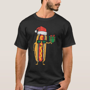 T-shirt Père Noël Hotdog Funny Xmas Pjs Nourriture Pyjamas